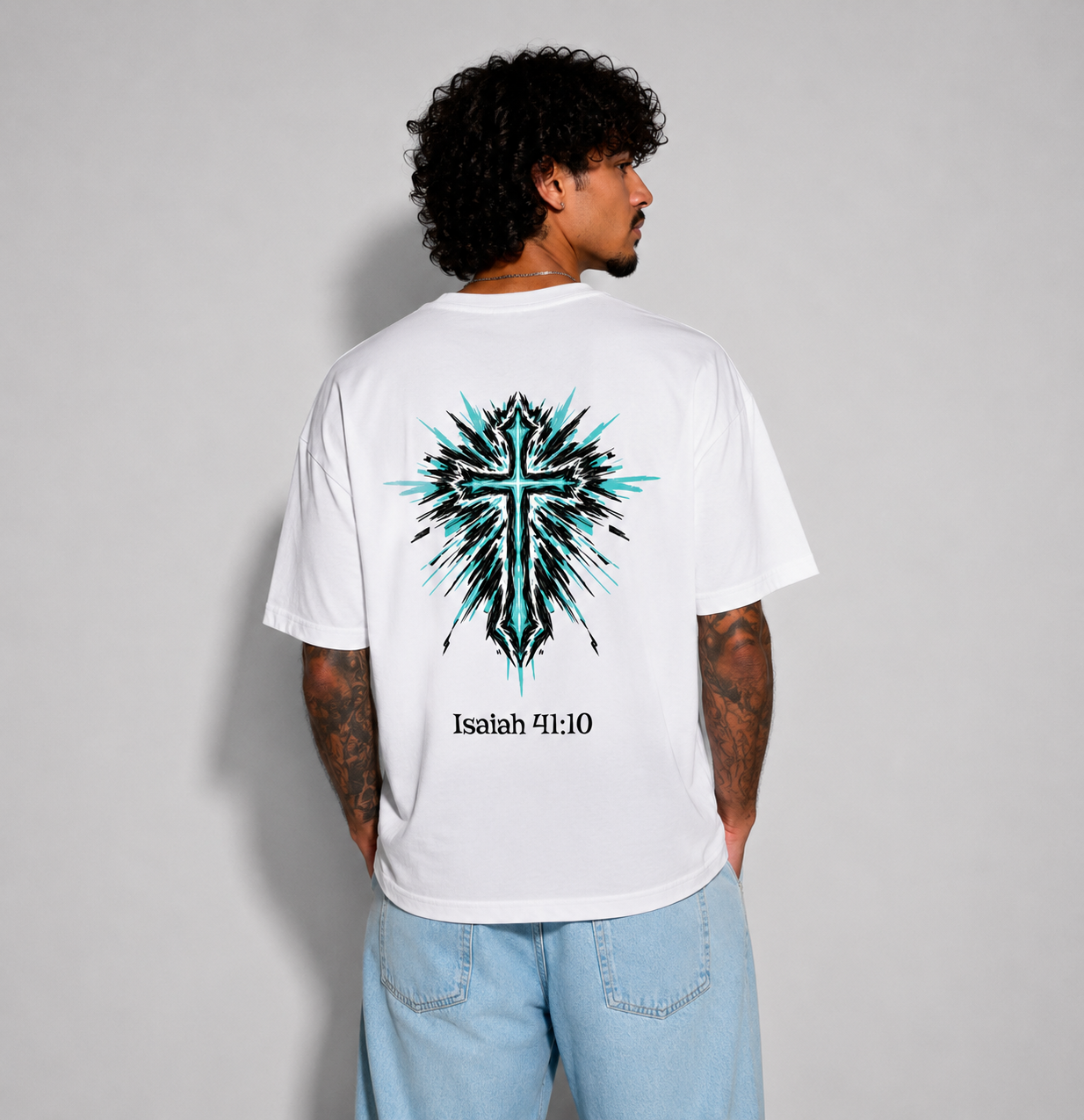 Isaiah 41:10 Cross Oversized Shirt